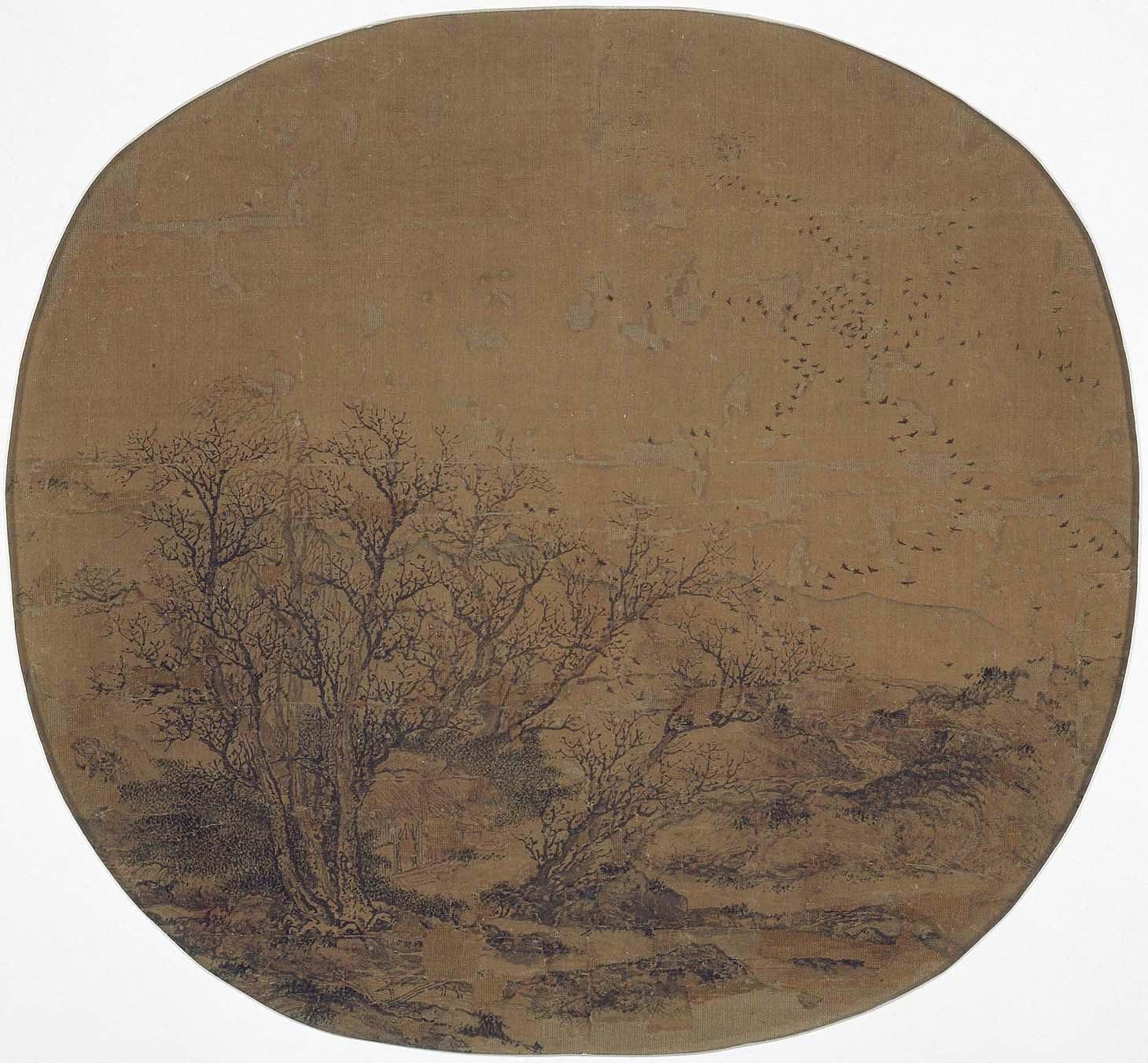 每日中华名画宋代寒林归鸦图