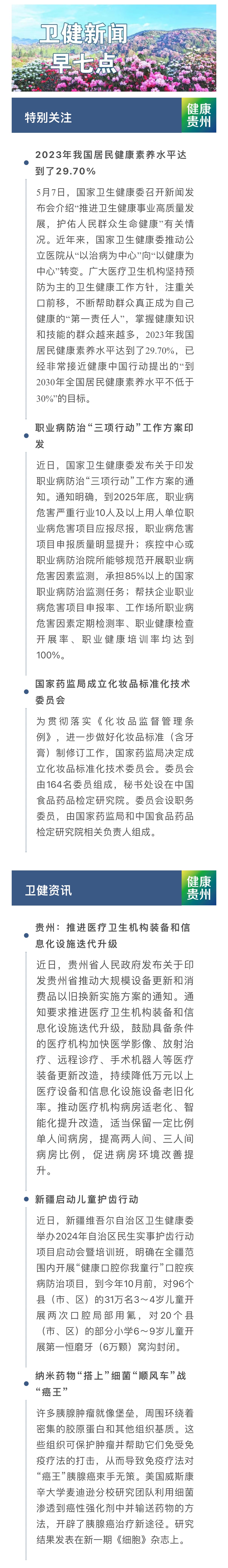 动静健康 | 卫健新闻早7点〔2024.5.8