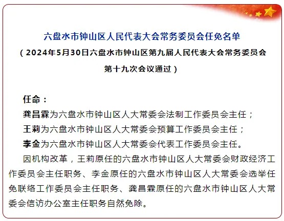 六盘水一地最新人事任免,涉一名副区长及多名局长