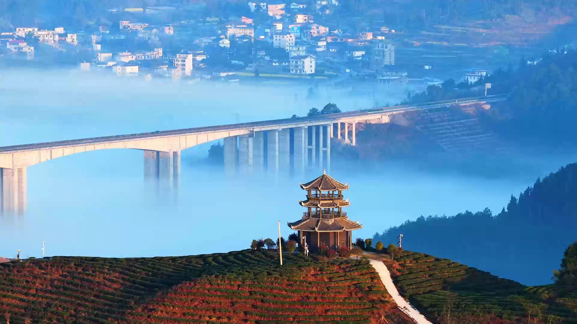 好一幅“千里江山图”！贵州丹寨晨雾中这一幕太惊艳