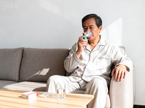 jimeng-2026-04-28-8775-慢阻肺患者用药中的图片，人物摄影风格，不要露脸